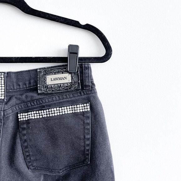 Lawman Women's Slim Fit Jeans Bootcut Denim Rhinestones Black Western Size 7 - Picture 4 of 9